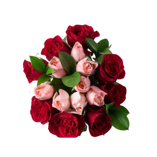Buquê 15 Rosas Duas Cores