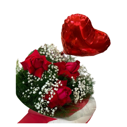 Buquê Love - 3 rosas vermelhas